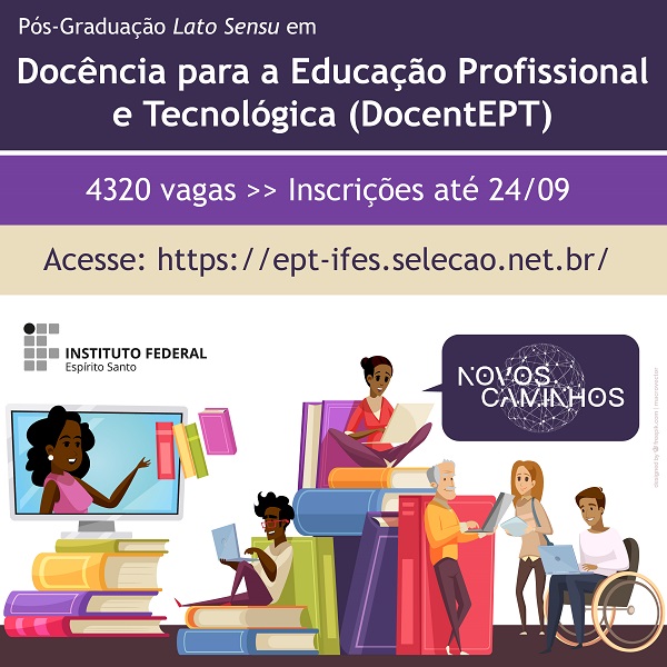 Arte para divulgação da pós-graduação em docência em Educação Profissional e Tecnológica